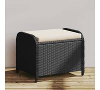 vidaXL Sgabello Giardino con Cuscino Nero 58x46x46 cm in Polyrattan