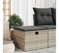 vidaXL Sgabello Giardino e Cuscino Grigio Chiaro 55x55x37cm Polyrattan