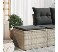 vidaXL Sgabello Giardino e Cuscino Grigio Chiaro 55x55x37cm Polyrattan