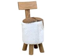 vidaXL Sgabello in Pelle di Capra e Legno Massello di Teak