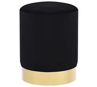 vidaXL Sgabello Lusso Imbottito in Schiuma Morbido Elegante Moderno Poggiapiedi Tavolino Base in Metallo Pouf Nero e Oro in Velluto