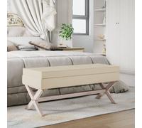 vidaXL Sgabello Portaoggetti Beige 110x45x49 cm Lino