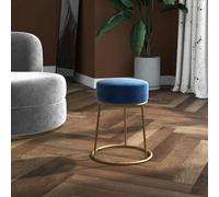 vidaXL Sgabello Rotondo Blu in Velluto