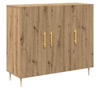 vidaXL Credenza moderna con maniglie dorate, ideale per sala da pranzo, finitura effetto rovere ideale per l'intrattenimento, offre ampie soluzioni mobili eleganti in legno e MD