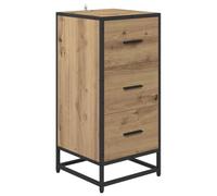 vidaXL Sideboard Industriale con cassetti in rovere artigianale e acciaio verniciato a polvere. Misure: 35,5 x 35 x 76 cm. Ampio spazio di stoccaggio interno. Montaggio necessario. Ancoraggio con tr