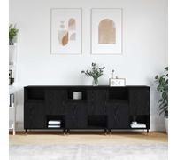 vidaXL Sideboards 3 pcs Rovere nero 180 x 35 x 70 cm Legno multistrato