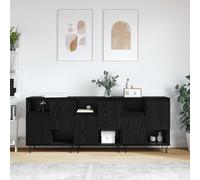 vidaXL Sideboards 3 pcs Rovere nero 180 x 35 x 70 cm Legno multistrato