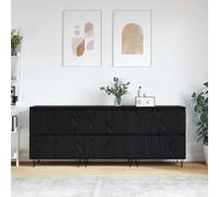 vidaXL Sideboards 3 pcs Rovere nero 180 x 35 x 70 cm Legno multistrato