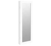 vidaXL Armadio Portagioie con Specchio a Muro Bianco 30x8,5x90 cm