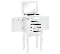 vidaXL Armadietto Portagioie MDF Bianco con Specchio Cassettiera Portagioielli