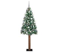 vidaXL Slim Christmas Tree Luci e Set di Palline Verde 210 cm PVC