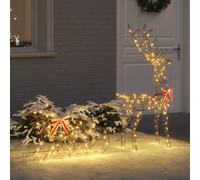 vidaXL Slitta trainata da renna Bianco caldo 70 x 26 x 129 cm Rattan