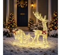 vidaXL Slitta trainata da renna LOVIISA 200 LED Bianco caldo