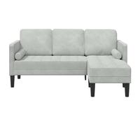 vidaXL Sofa 3 posti con Chaise Lunga L Grigio Chiaro 160 cm in Velluto
