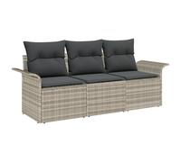 vidaXL Sofa da Esterno in Rattan PE Grigio Chiaro con Cuscini Crema. Ha Una Texture Intrecciata ed è Comodo per 3 Adulti. Resistente alle intemperie, è Perfetto per Il Tuo Patio, Balcone o Giardino.