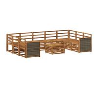 vidaXL Set di divani in legno massello di acacia, mobili da giardino, divano moderno per esterni, set angolare per terrazza e terrazza, comodo e durevole