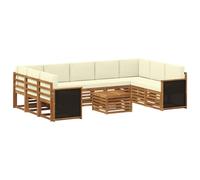 vidaXL Set di divani in legno massello di acacia, mobili da giardino, divano moderno per esterni, set angolare per terrazza e terrazza, comodo e durevole