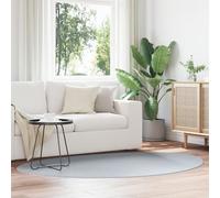 vidaXL Soft Polyester Short Pile Oval Area Rug, Machine Washable Gray Carpet for Living Room and Bedroom, Modern Minimalist Design for Indoor Spaces