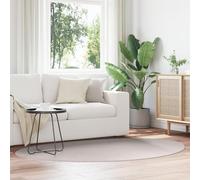 vidaXL Soft Sand Beige Oval Indoor Outdoor Carpet, Modern Short Pile Polyester Area Rug for Living Room Hallway, Easy Spot Clean Textured Floor Mat