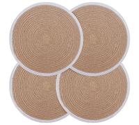 vidaXL Sottobicchieri in juta 4 pz Naturale e Bianco 100% Juta Tossa