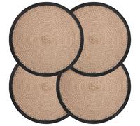 vidaXL Sottobicchieri in juta 4 pz Naturale e Nero 100% Juta Tossa