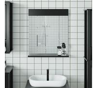 vidaXL Specchio Bagno e Ripiano BERG Nero 60x12x70 cm Legno Massello