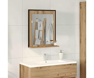 vidaXL Specchio con lo scaffale rovere artigianale 50 x 12 x 60 cm