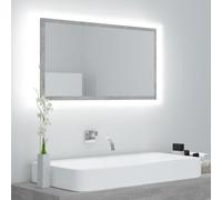 vidaXL Specchio da Bagno a LED Grigio 80x8,5x37 cm in Acrilico