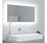 vidaXL Specchio da Bagno a LED Grigio 90x8,5x37 cm in Acrilico