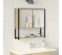vidaXL Specchio da bagno con lo scaffale Beige 60 x 16 x 60 cm