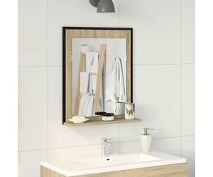 vidaXL Specchio da bagno con lo scaffale Nero 50 x 12 x 60 cm