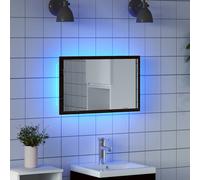 vidaXL Specchio da Bagno con Luci LED Rovere Nero 60x8,5x37 cm