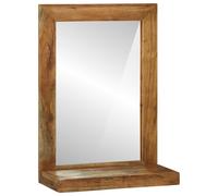 vidaXL Specchio da bagno con specchio Marrone Legno Massello di Acacia