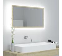 vidaXL Specchio da Bagno LED Rovere Sonoma 80x8,5x37 cm in Acrilico