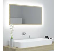 vidaXL Specchio da Bagno LED Rovere Sonoma 90x8,5x37 cm in Acrilico