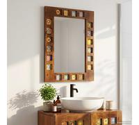 vidaXL Specchio da bagno Noce 50 x 70 x 2,5 cm Legno di mango massello