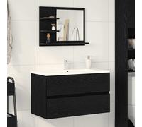 vidaXL Specchio da Bagno Rovere Nero 60x10,5x45 cm Legno Multistrato, Specchio, Specchio da Trucco, Specchio da Parete, Specchio per Il Trucco