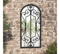VidaXL Specchio da Giardino Nero 100x45 cm in Ferro per Uso Esterno