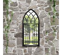 Specchio da Giardino Nero 100x45 cm in Ferro per Uso Esterno