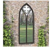 vidaXL Specchio da Giardino Nero 100x45 cm in Ferro per Uso Esterno