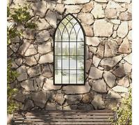 VidaXL Specchio da Giardino Nero 100x45 cm in Ferro per Uso Esterno