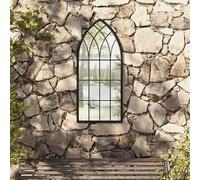 vidaXL Specchio da Giardino Nero 100x45 cm in Ferro per Uso Esterno