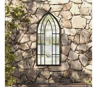 vidaXL Specchio da Giardino Nero 100x45 cm in Ferro per Uso Esterno