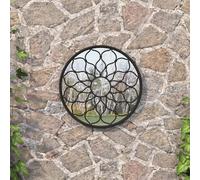 vidaXL Specchio da Giardino Nero 60x3 cm in Ferro Rotondo da Esterno
