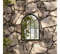 vidaXL Specchio da Giardino Nero 60x45 cm in Ferro per Uso Esterno