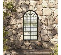 VidaXL Specchio da Giardino Nero 90x45 cm in Ferro per Uso Esterno