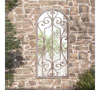 vidaXL Specchio da Giardino Sabbia 100x45 cm in Ferro per Uso Esterno