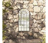 vidaXL Specchio da Giardino Sabbia 90x45 cm in Ferro per Uso Esterno