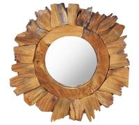vidaXL Specchio da Parete Specchiera a Muro Decorazione Murale Elementi Decorativi Accessori per la Casa 40 cm in Legno di Teak Rotondo