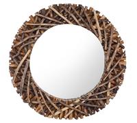 vidaXL Specchio da Parete 60 cm in Legno di Teak Rotondo